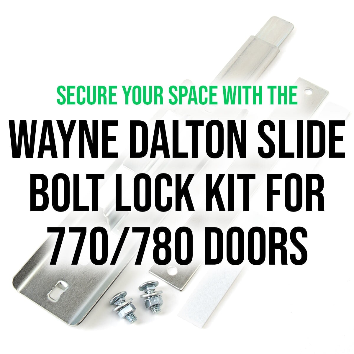 Wayne Dalton slide bolt lock kit for 770/780 roll-up garage doors with mounting hardware