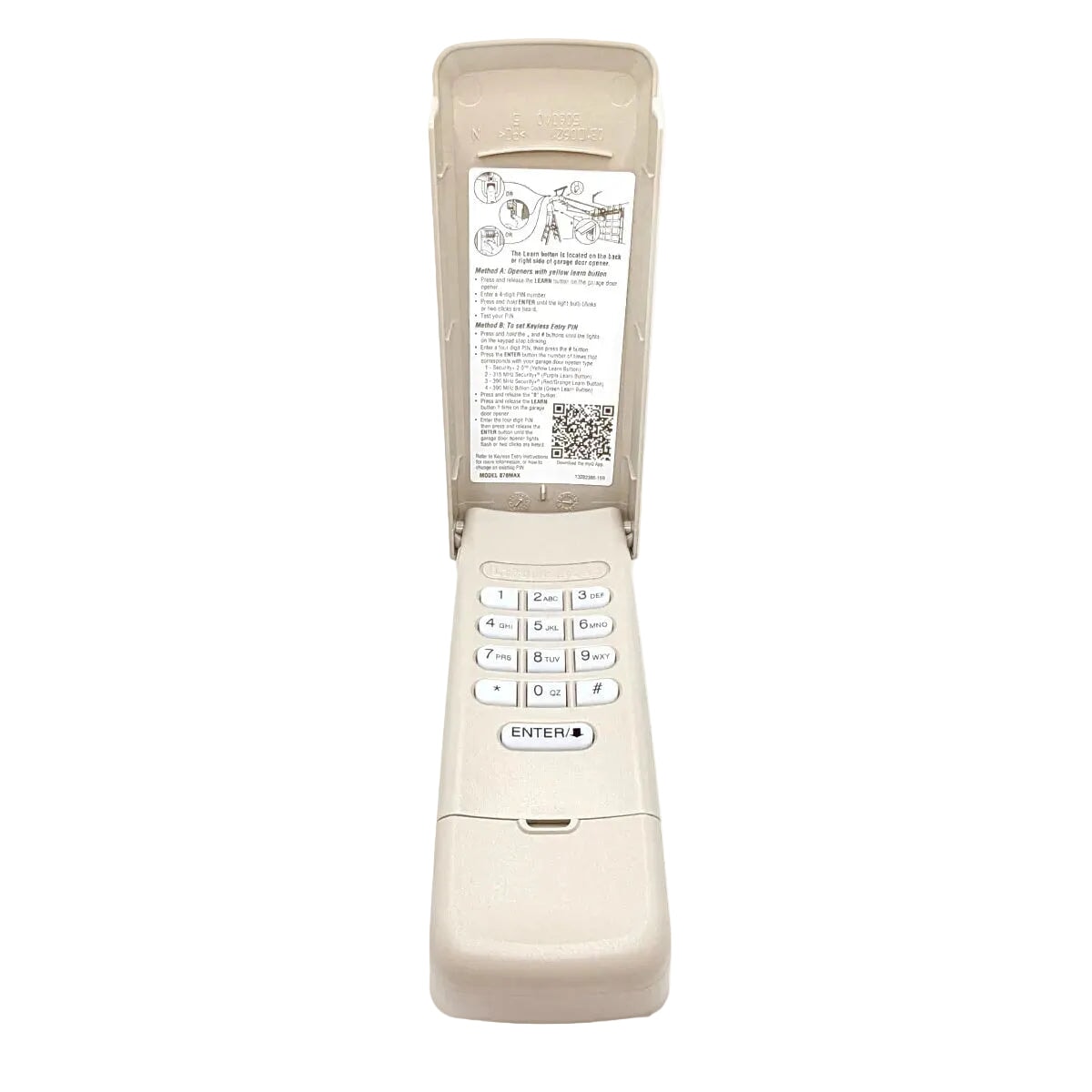 878MAX universal garage door keypad compatible with 315 and 390 MHz openers