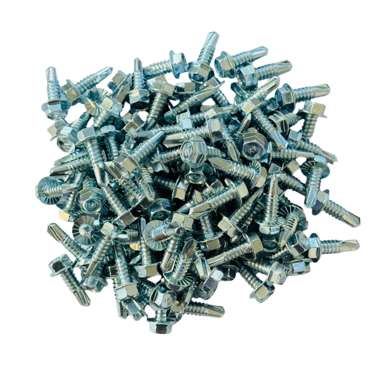 100 pack 5/16-12 x 1 inch self-drilling tek screws zinc plated steel hex washer head