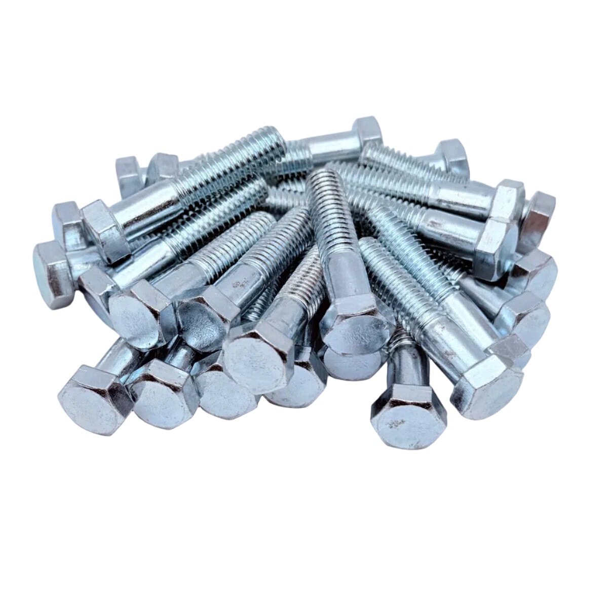 Assorted full thread bolts scattered to show detail and bulk appearance