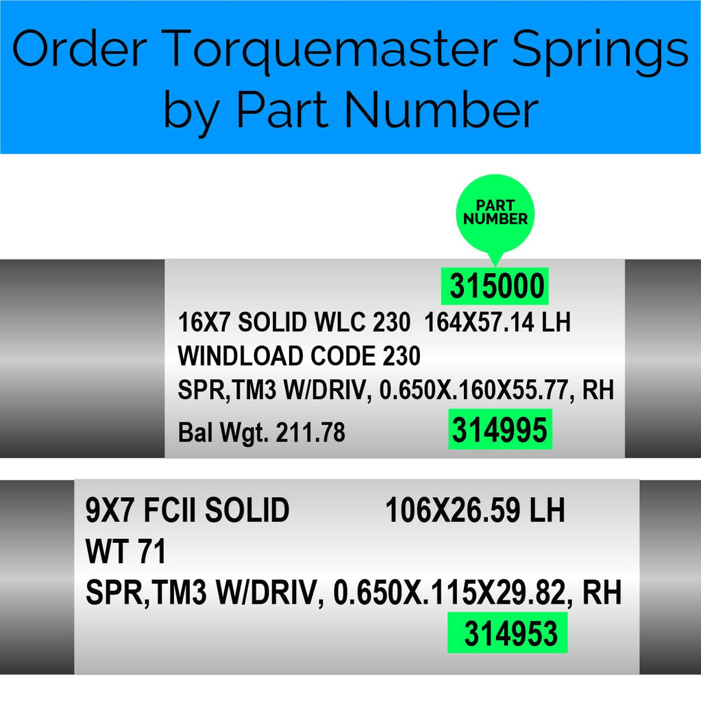 how to order torquemaster springs by part number