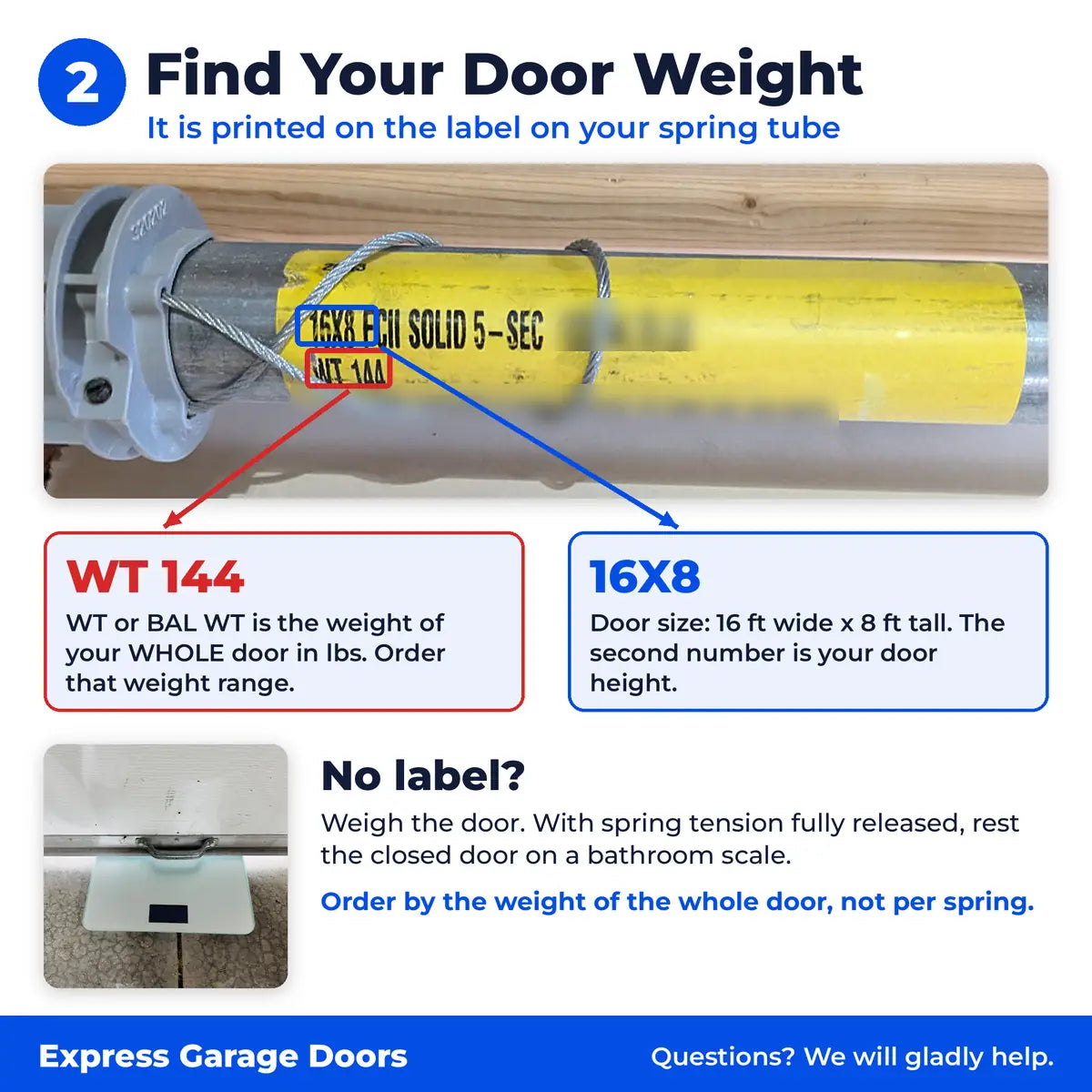 Step 2: Find your door weight on the TorqueMaster spring tube label