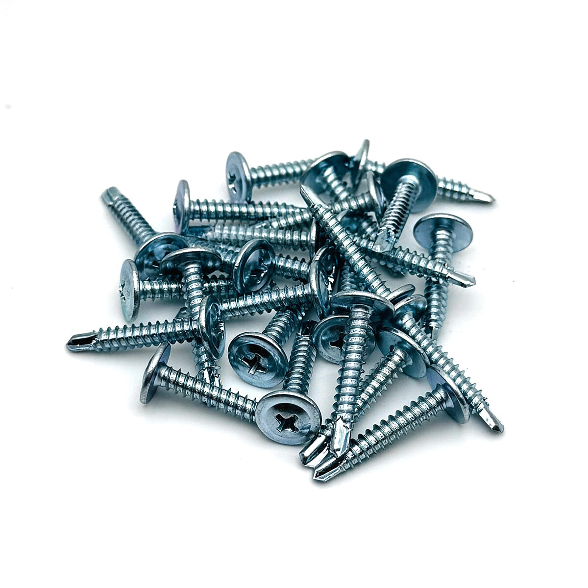 25 pack of #8 x 1 inch self-drilling modified truss head Tek screws zinc coated for garage door