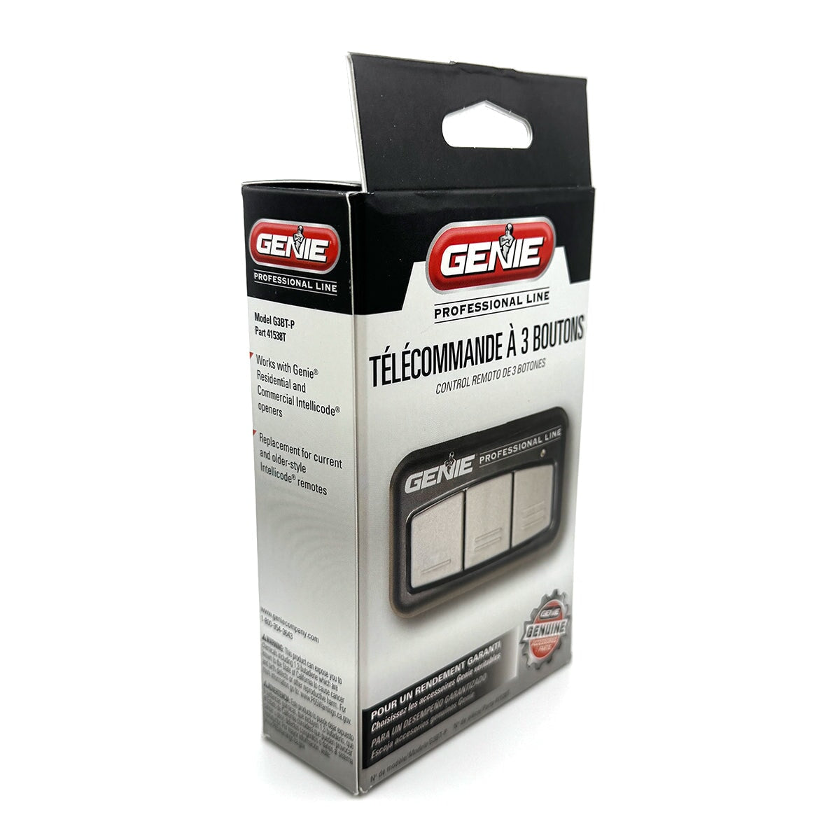 Instruction details visible on the back of G3BT-P Genie Remote's retail box