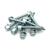 Several zinc lag screws with 7/16'' hex heads scattered loosely