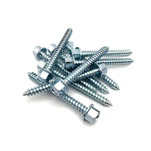 A bulk set of zinc garage door lag screws, each with a 5/16-9 thread and 3'' length