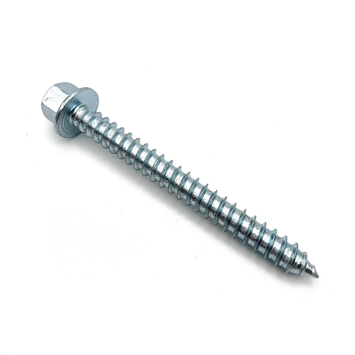 Garage door lag screw, 5/16-9 size, 3 inches long with a 7/16&#39;&#39; hex head, made of zinc