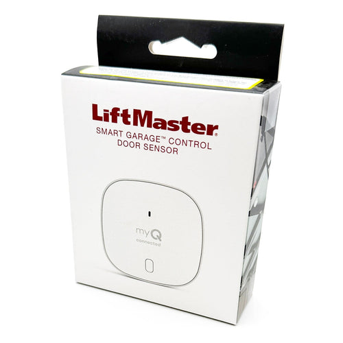 Retail packaging of LiftMaster 821LMC-SENSOR with product information.