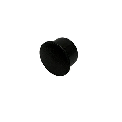 Black cam lock plug with sleeve, front angle view