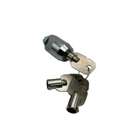 Secure cam lock cylinder with matching keys, top view