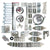 Assorted garage door hinges and brackets for torsion spring systems