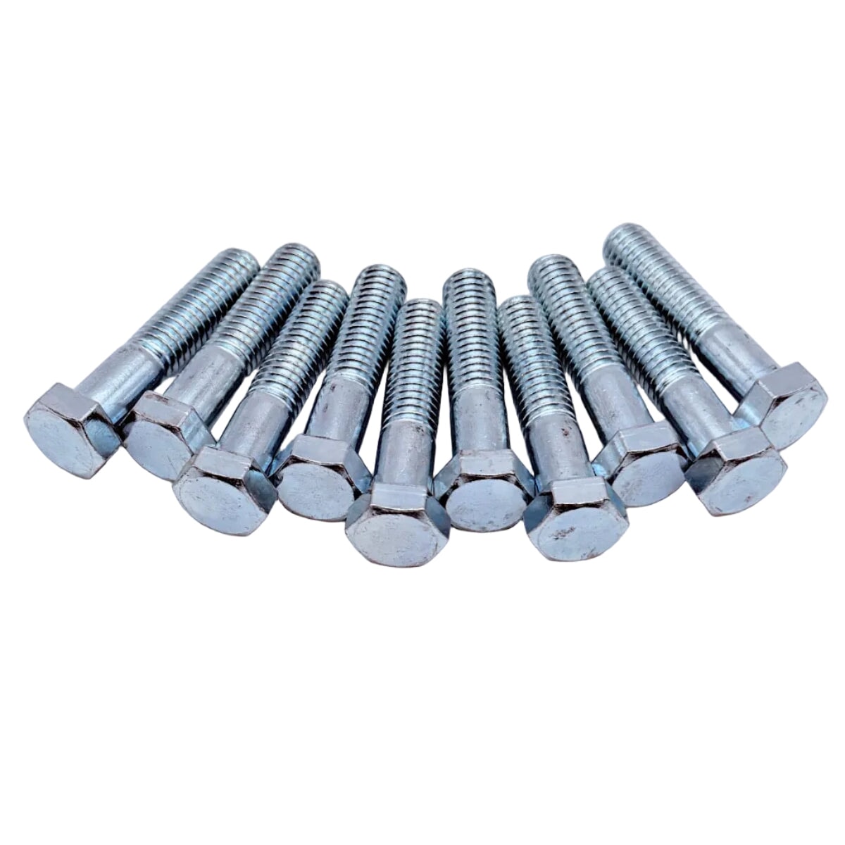 Pack of zinc plated 3/8"-16 bolts ideal for garage doors, construction and metal assemblies