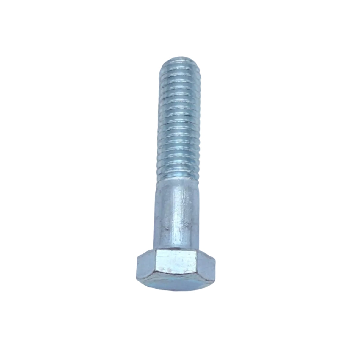 Side profile of 3/8"-16 x 1-3/4" zinc-coated steel bolt showing full threading