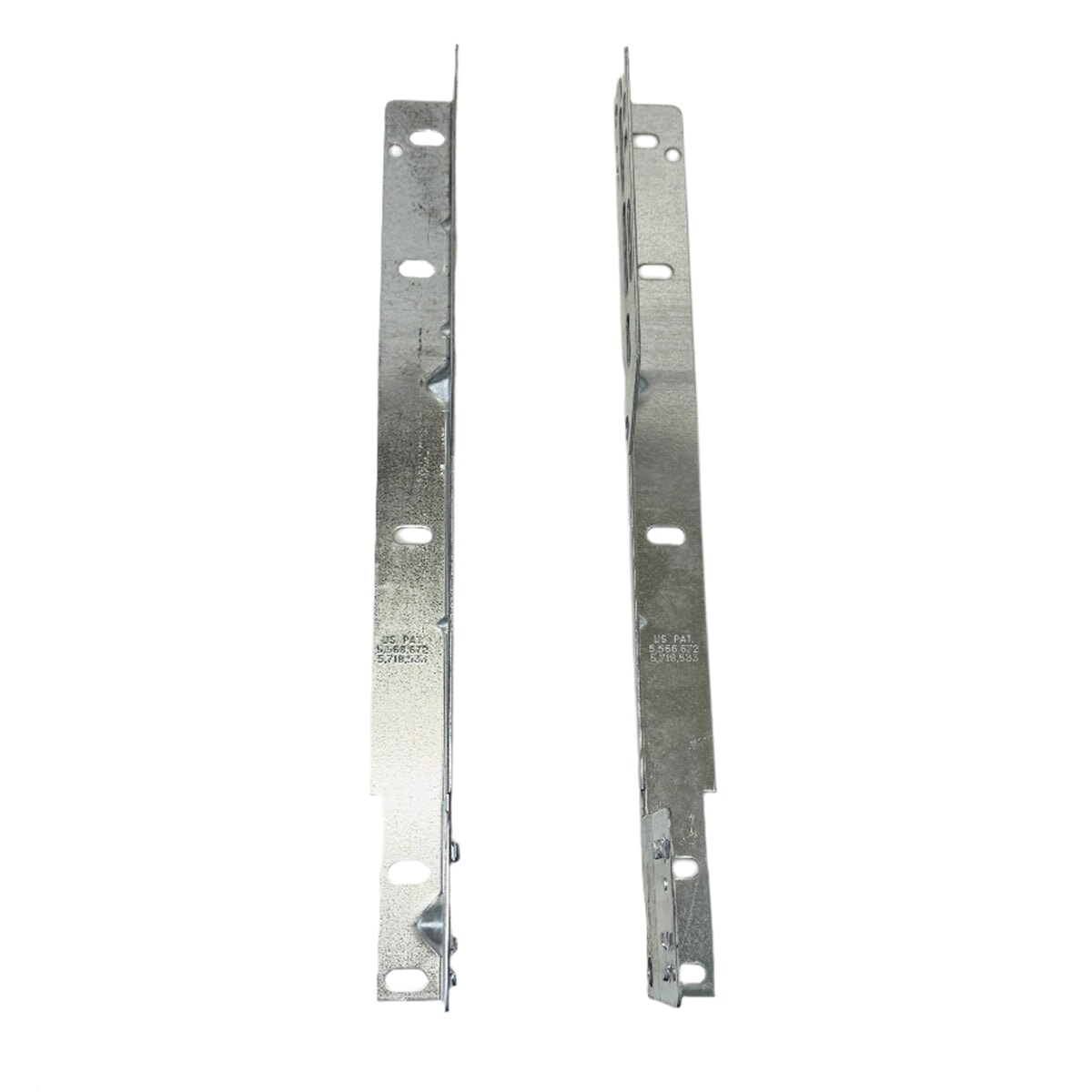 Pair of Torquemaster Flag Angle Brackets for 12" radius garage door track, featuring pre-punched holes for easy installation
