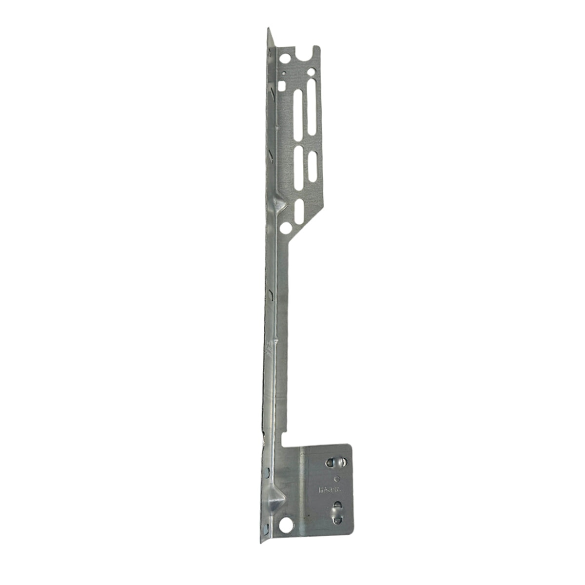 Left-hand Torquemaster Flag Angle Bracket for 15&quot; radius garage door track, heavy-duty galvanized steel for Wayne Dalton systems.