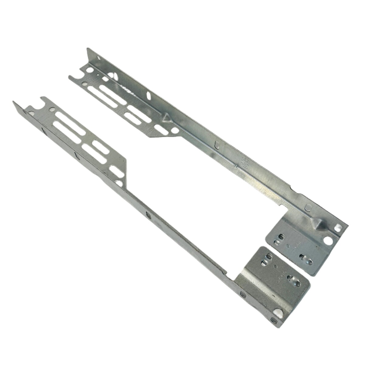 Side view of Torquemaster Flag Brackets, showing galvanized steel construction for 15&quot; radius quick install garage door track.