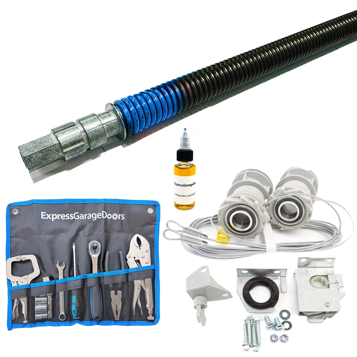 Single spring Wayne Dalton TorqueMaster Original conversion kit with spring, winding assembly, tool kit and replacement hardware