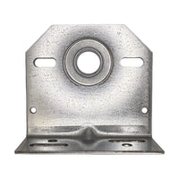 Front view of 3 3/8 in. offset center bearing plate showing the pre installed 1 in. torsion shaft bearing and mounting flange