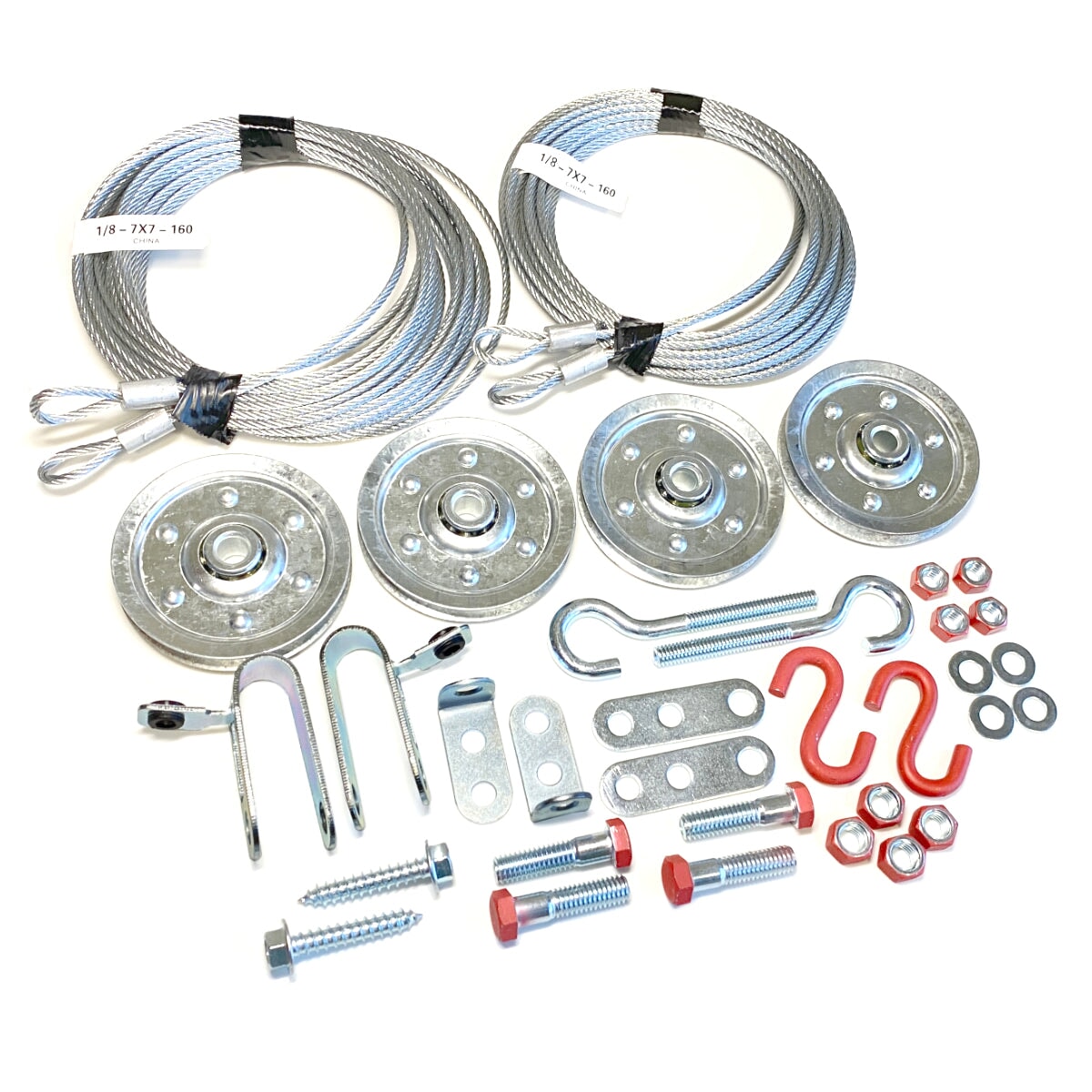 extension spring cables, pulleys, and hardware for garage doors up to 100 pounds