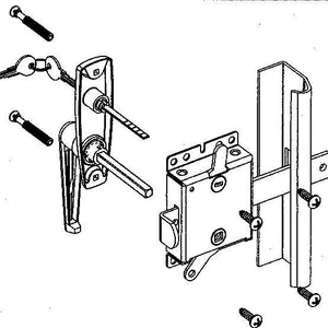 Diagram of garage door slide lock keyed handle