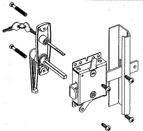 Diagram of garage door slide lock keyed handle